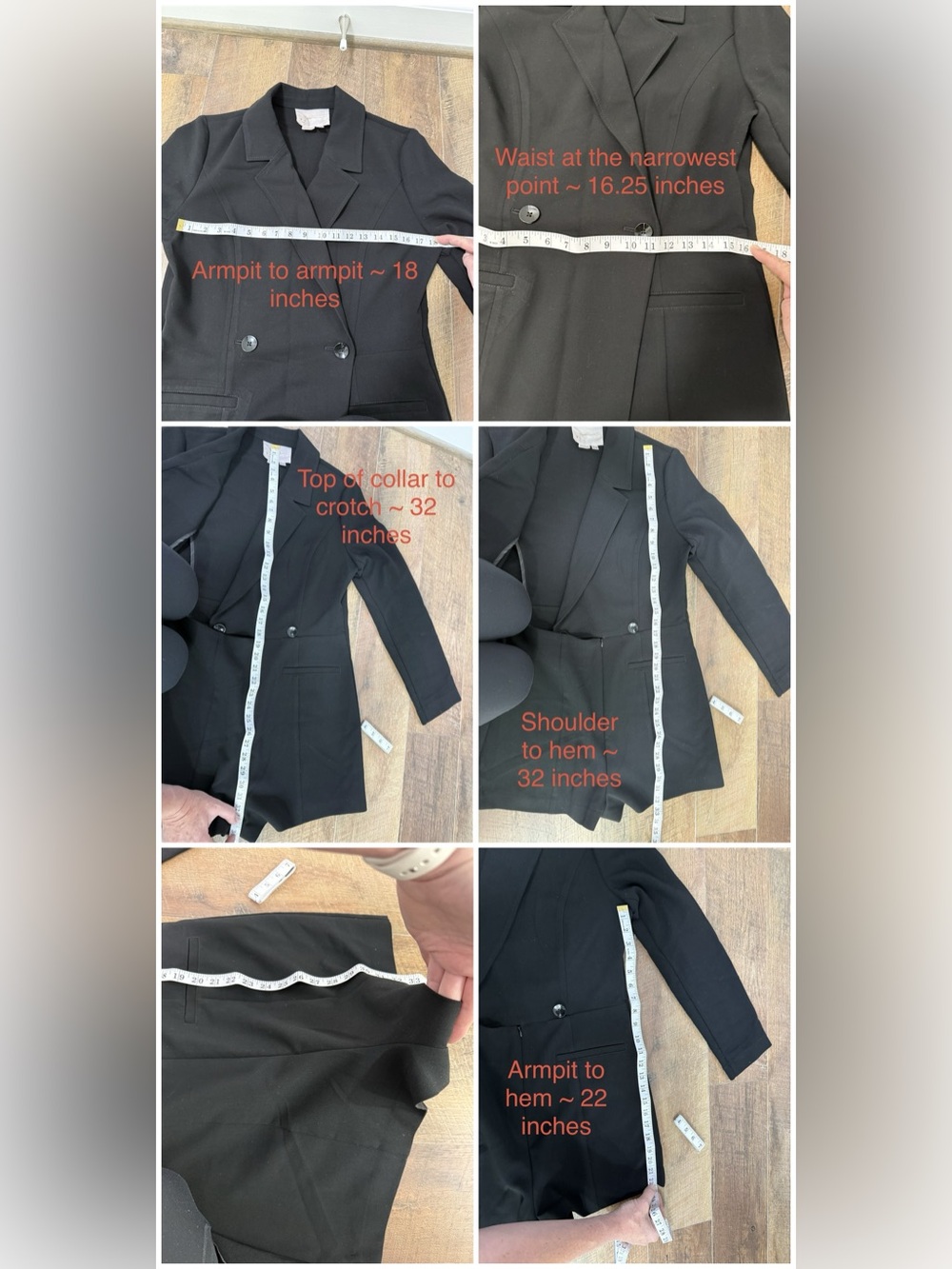 By Anthropologie Blazer Romper - Black - US Size 10 - Picture 10 of 10